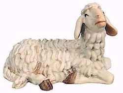 Picture of Lying Sheep cm 8 (3,1 inch) Raffaello Nativity Scene traditional style oil colours Val Gardena wood