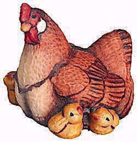 Picture of Hen with Chicks cm 10 (3,9 inch) Raffaello Nativity Scene traditional style oil colours Val Gardena wood