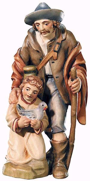 Imagen de Pastor con Niño Belén Raffaello 10 cm tradicional madera pintado al óleo
