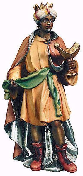 Immagine di Baldassarre Re Magio Moro cm 10 (3,9 inch) Presepe Raffaello stile classico colori ad olio in legno Val Gardena