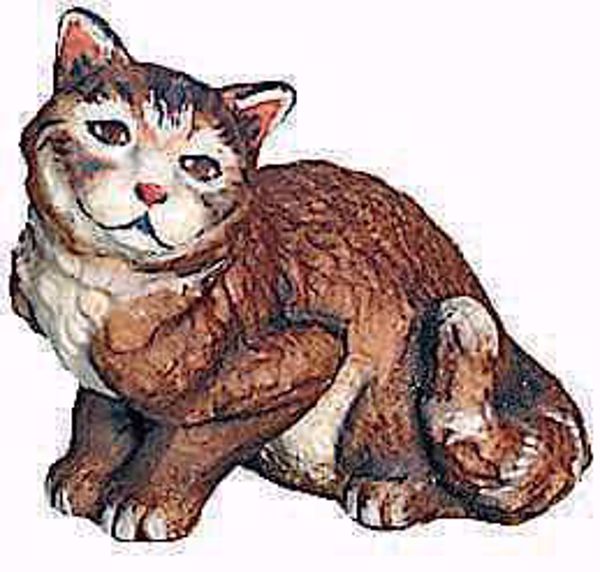Immagine di Gatto Seduto cm 13 (5,1 inch) Presepe Raffaello stile classico colori ad olio in legno Val Gardena