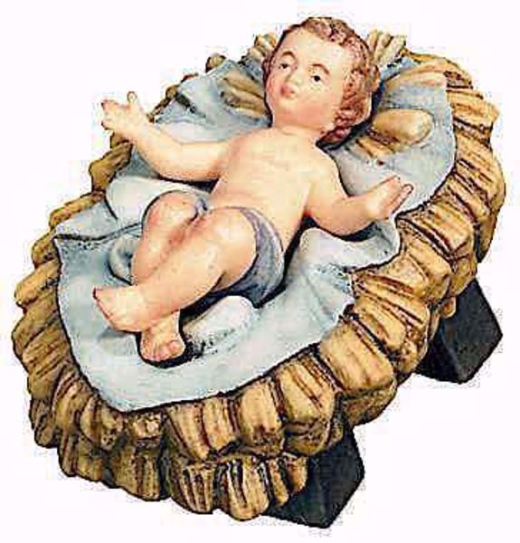 Immagine di Gesù Bambino con culla separata Presepe Raffaello 13 cm tirolese legno