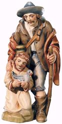 Immagine di Pastore con Bambino cm 13 (5,1 inch) Presepe Raffaello stile classico colori ad olio in legno Val Gardena