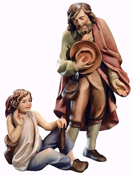Imagen de Pastor con Chico Belén Raffaello 13 cm tradicional madera pintado al óleo