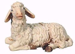 Picture of Lying Sheep cm 13 (5,1 inch) Raffaello Nativity Scene traditional style oil colours Val Gardena wood