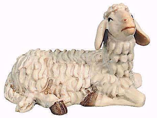 Picture of Lying Sheep cm 13 (5,1 inch) Raffaello Nativity Scene traditional style oil colours Val Gardena wood