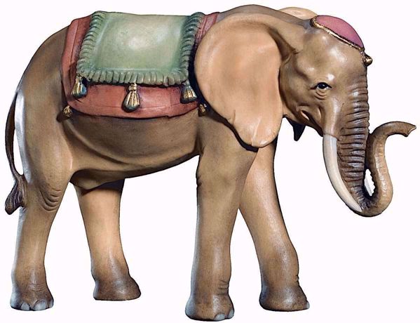 Imagen de Elefante cm 12 (4,7 inch) Belén Raffaello estilo clásico colores al óleo en madera Val Gardena