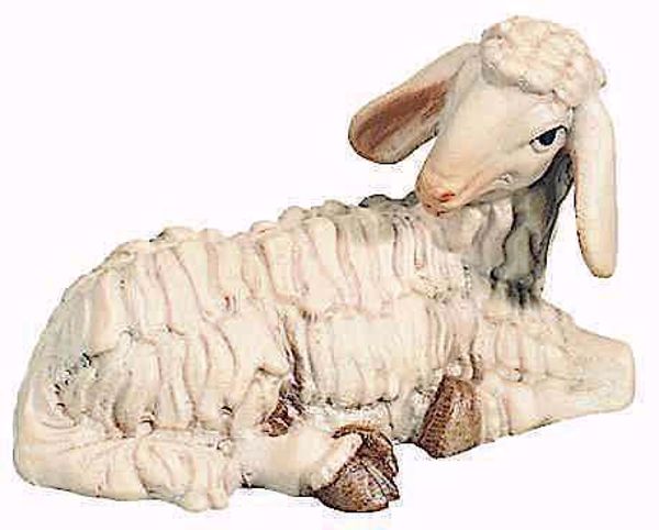 Immagine di Pecora Sdraiata Presepe Raffaello 12 cm tirolese legno colori a olio