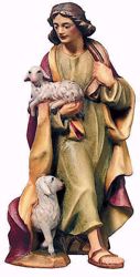 Immagine di Pastore con Pecora cm 15 (5,9 inch) Presepe Raffaello stile classico colori ad olio in legno Val Gardena