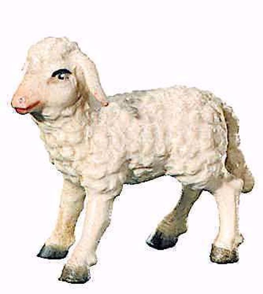 Immagine di Agnello Presepe Leonardo 16 cm arabo palestinese legno colori a olio