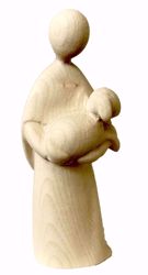 Immagine di Pastore con Pecora cm 10 (3,9 inch) Presepe Stella stile moderno colore naturale in legno Val Gardena