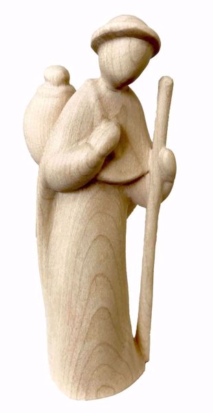 Immagine di Pastore con bastone Presepe Stella 12 cm stilizzato legno naturale