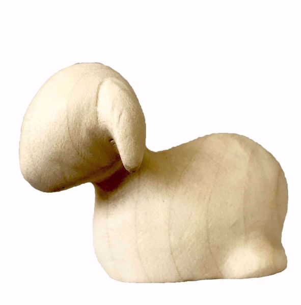 Picture of Lying Sheep cm 14 (5,5 inch) Stella Nativity Scene modern style natural colour Val Gardena wood