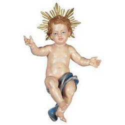 Picture of Baby Jesus with with Rays Aureole cm 110 (43,3 inch) hand painted Ulrich Nativity Scene Val Gardena wooden Statue baroque style