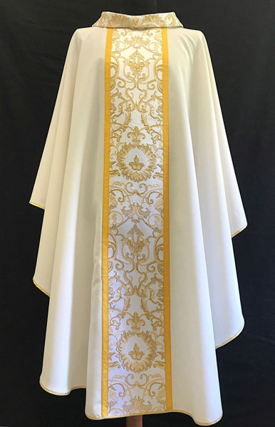 Picture of Chasuble Ring Neck Stolon and neck in Satin floral pattern Vatican Canvas Ivory, Red, Green, Violet