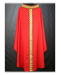 Immagine di Casula Collo ad Anello Stolone e Collo in Dupion motivo geometrico Tela Vaticana Avorio Rosso Verde Viola