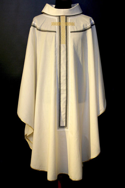 Picture of Modern Chasuble | Roll collar | Embroidery | Cross | Vatican fabric