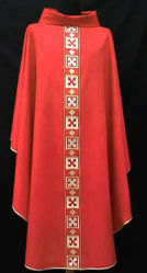 Picture of Chasuble Ring Neck Geometric embroidery pure Wool Ivory Red Green Violet