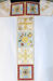 Imagen de Casulla Cuello Cuadrado Estolón y Cuello en patrón geométrico y cruces Lona Vaticana Marfil Rojo Verde Violeta