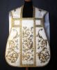 Picture of Satin Baroque Roman Chasuble with 3-tones gold floral embroidery trapeze collar 