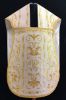 Immagine di Pianeta liturgica in raso collo a trapezio ricamo oro Spighe JHS gallone Rocaille oro