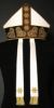 Picture of White shantung modern Mitre filigree pattern gold galloon and strass