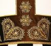 Picture of White shantung modern Mitre filigree pattern gold galloon and strass