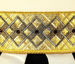 Picture of Liturgical Mitre Geometric Pattern Gold Gallon Rhinestones Vatican Canvas White