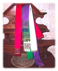 Picture of Modern Stole Cross Satin White Red Green Violet