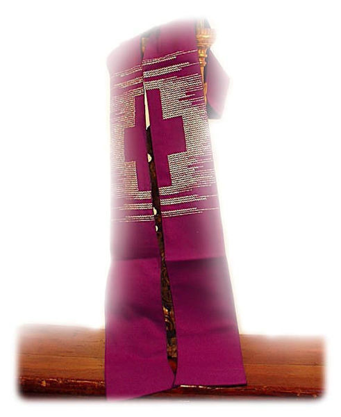 Picture of Catholic Priest / Deacon Stole | Vatican fabric | Cross embroidery
