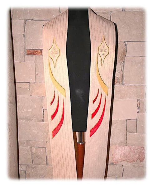 Picture of Priest / Deacon modern Stole | Metallic wool | Flame, Cross