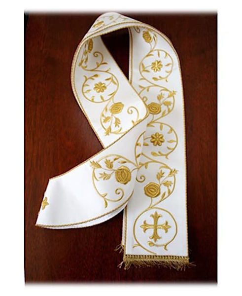Picture of Priest / Deacon Stole | Satin | Ramage embroidery, Flowers, Crosses