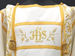 Immagine di Tunicella Ricamo Ramage IHS Oro Tela Vaticana Bianco Rosso Verde Viola Oro Azzurro