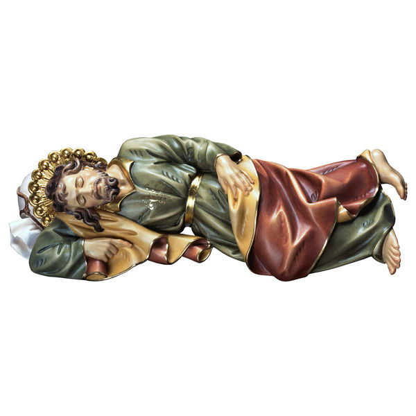 Imagen de Estatua San José Durmiente cm 35 (13,8 inch) pintada al óleo en madera Val Gardena