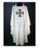 Imagen de Casulla cuello abierto bordado directo Cruz JHS tejido vaticano