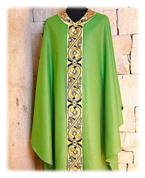 Picture of Chasuble | Gold Satin orphrey | Embroidery | Arabesque | Vatican fabric
