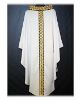 Immagine di Casula collo anello ricamo geometrico oro colore cordoncino e strass tela vaticana