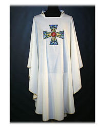 Picture of Chasuble Open Collar Multicolor Cross JHS Direct Embroidery Wool Ivory Red Green Violet
