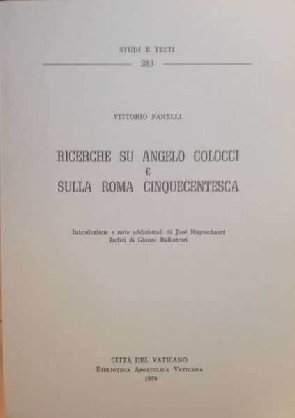 Immagine di Ricerche su Angelo Colocci e sulla Roma cinquecentesca Vittorio Fanelli, Josè Ruysschaert, Gianni Ballistreri