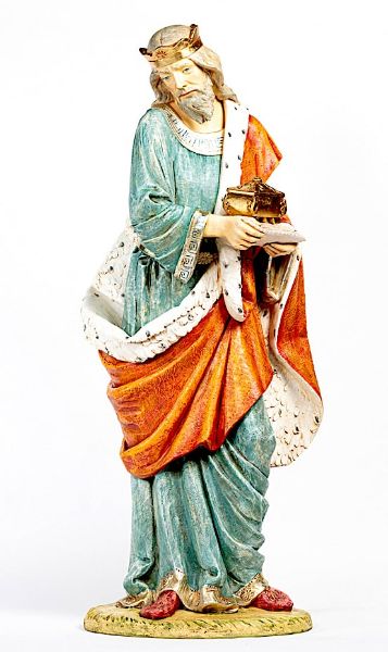 Imagen de Melchor Rey Mago Blanco de pie cm 180 (70 Inch) Belén Fontanini Estatua para al Aire Libre en Resina