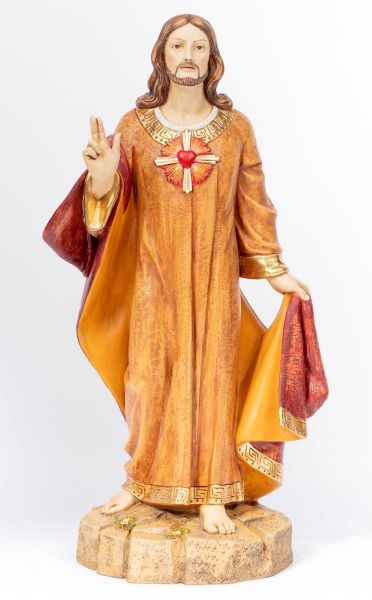 Immagine di Sacro Cuore di Gesù cm 110 (44 Inch) Statua Fontanini in Resina per esterno dipinta a mano