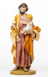 Immagine di San Giuseppe con Bambino cm 104 (41 Inch) Statua Fontanini in Resina per esterno dipinta a mano