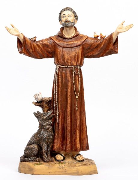 Immagine di San Francesco d’Assisi cm 51 (20 Inch) Statua Fontanini in Resina per esterno dipinta a mano