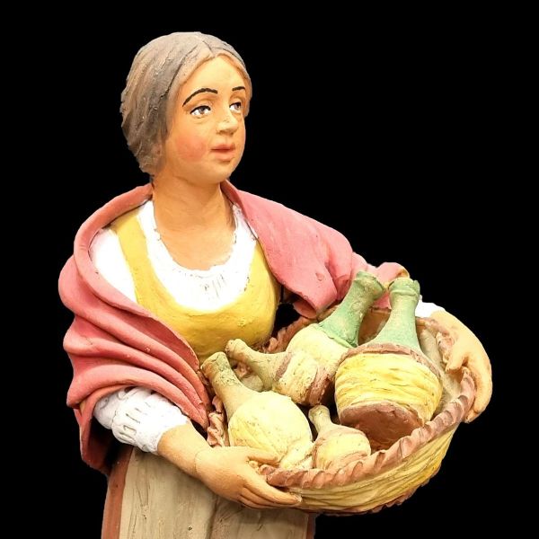 Picture of Woman with flasks cm 26 (10,2 inch) Velardita Sicilian Nativity in Terracotta 