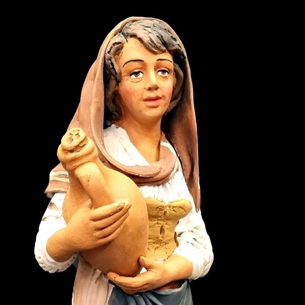 Imagen de Mujer con Jarra cm 26 (10,2 inch) Pesebre Siciliano Velardita en terracota 