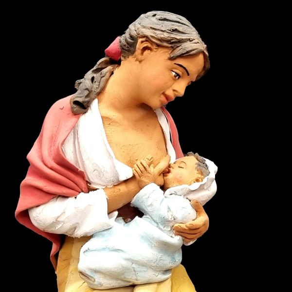 Immagine di Stefania Donna che allatta Presepe Velardita 26 cm siciliano terracotta 