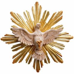 Immagine di Colomba dello Spirito Santo con Raggiera Set 2 Pezzi cm 8 (3,1 inch) Scultura dipinta ad olio in legno Val Gardena
