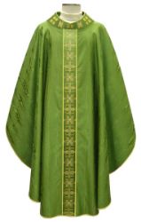 Picture of Gothic Chasuble Round Collar Cross-stitch Embroidery in Gold Wool and Silk blend Ivory Red Green Purple Chorus