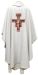 Picture of Liturgical Chasuble Embroidered St. Damian Cross in Hemp and Linen blend Ecru Ivory Chorus