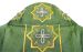 Picture of Gothic Chasuble in Golden Wool and Silk blend Round Collar Gold Embroidery Orphrey and Neck in Moirè Silk Ivory Red Green Purple Chorus